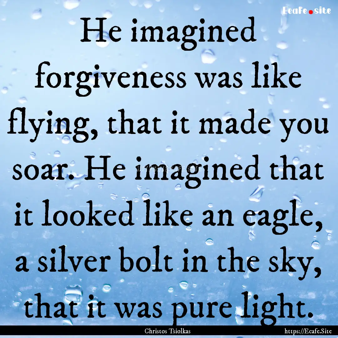 He imagined forgiveness was like flying,.... : Quote by Christos Tsiolkas