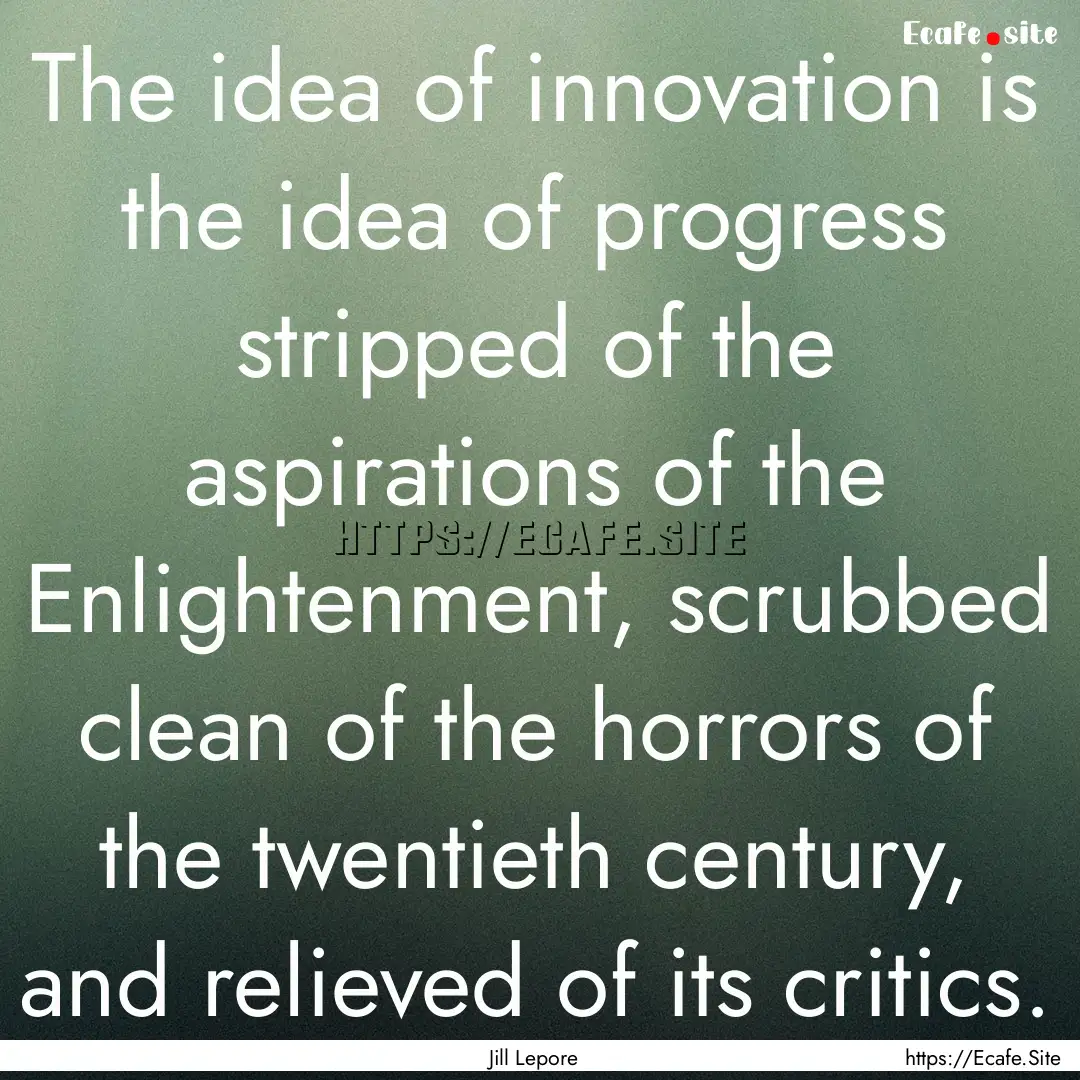 The idea of innovation is the idea of progress.... : Quote by Jill Lepore