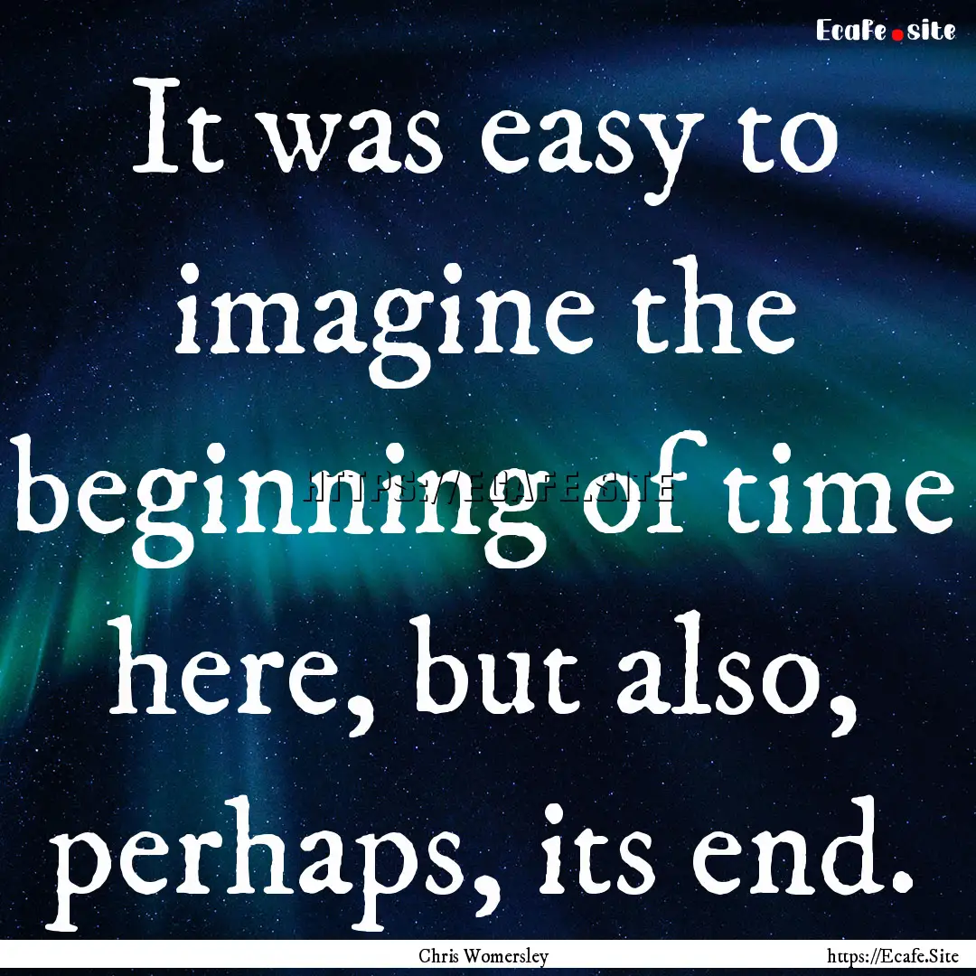 It was easy to imagine the beginning of time.... : Quote by Chris Womersley