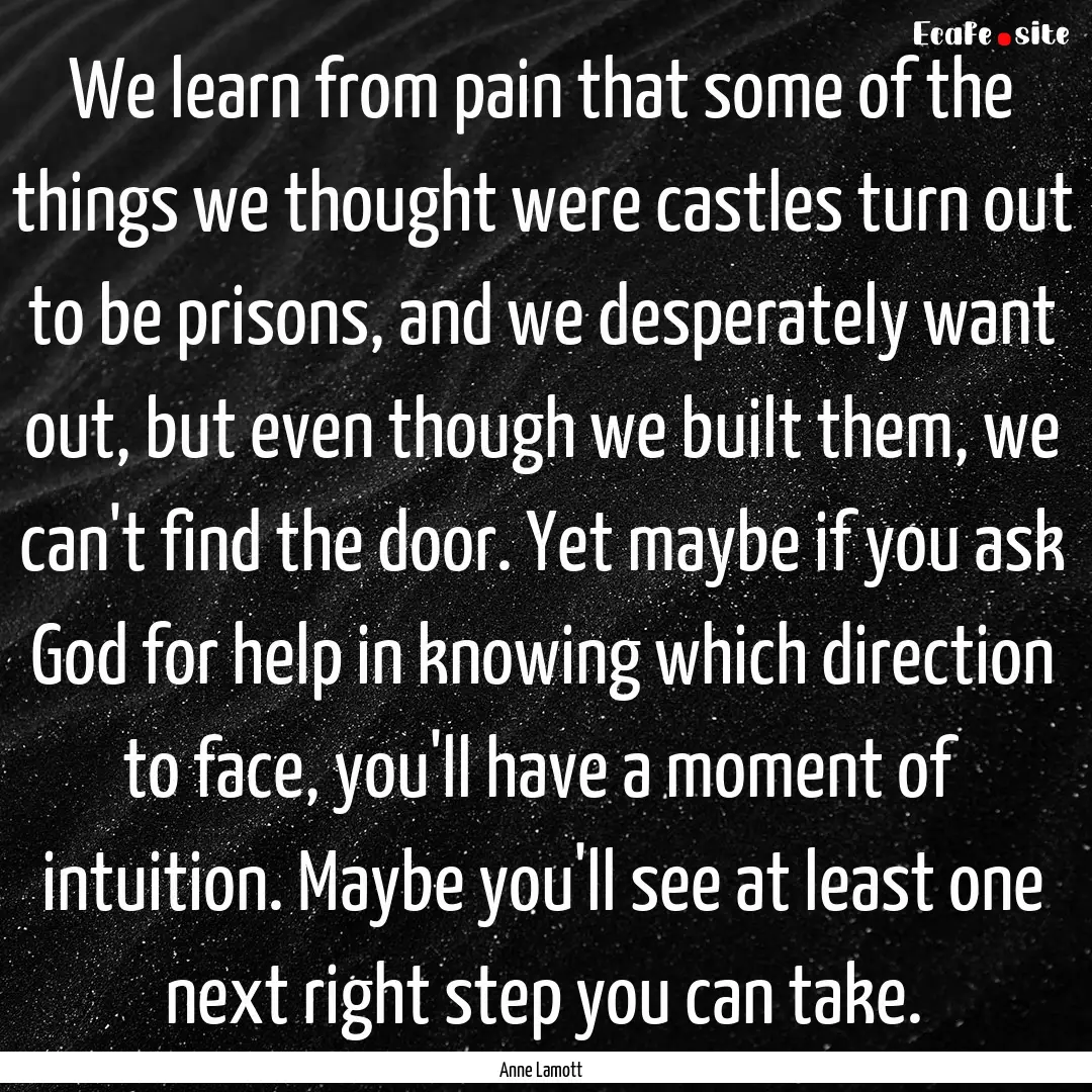 We learn from pain that some of the things.... : Quote by Anne Lamott