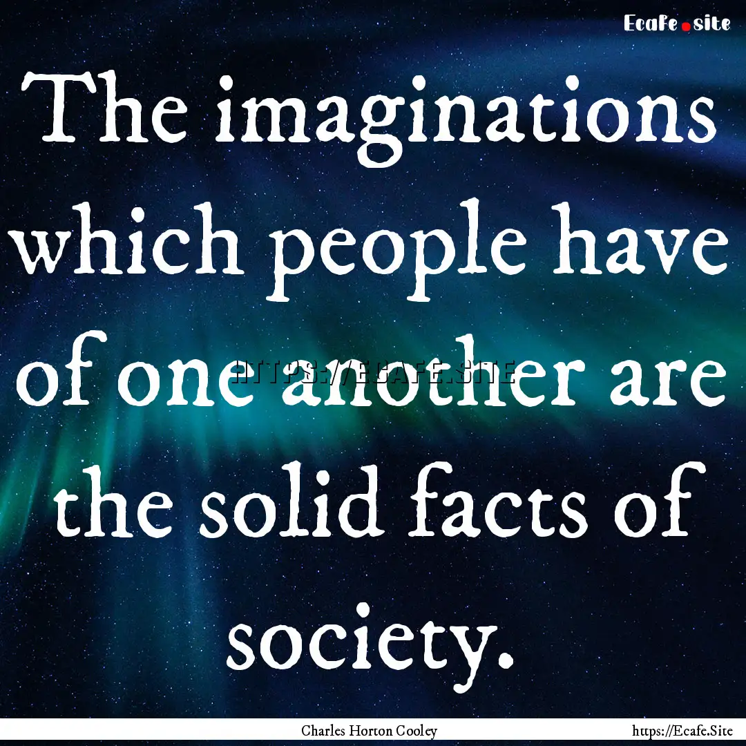 The imaginations which people have of one.... : Quote by Charles Horton Cooley