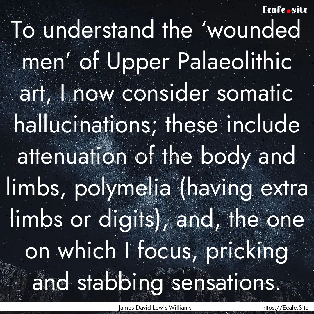 To understand the ‘wounded men’ of Upper.... : Quote by James David Lewis-Williams