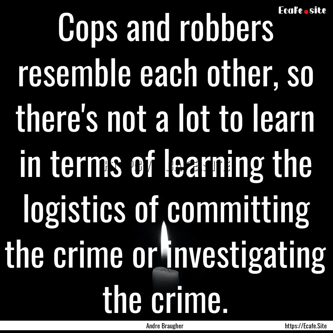 Cops and robbers resemble each other, so.... : Quote by Andre Braugher