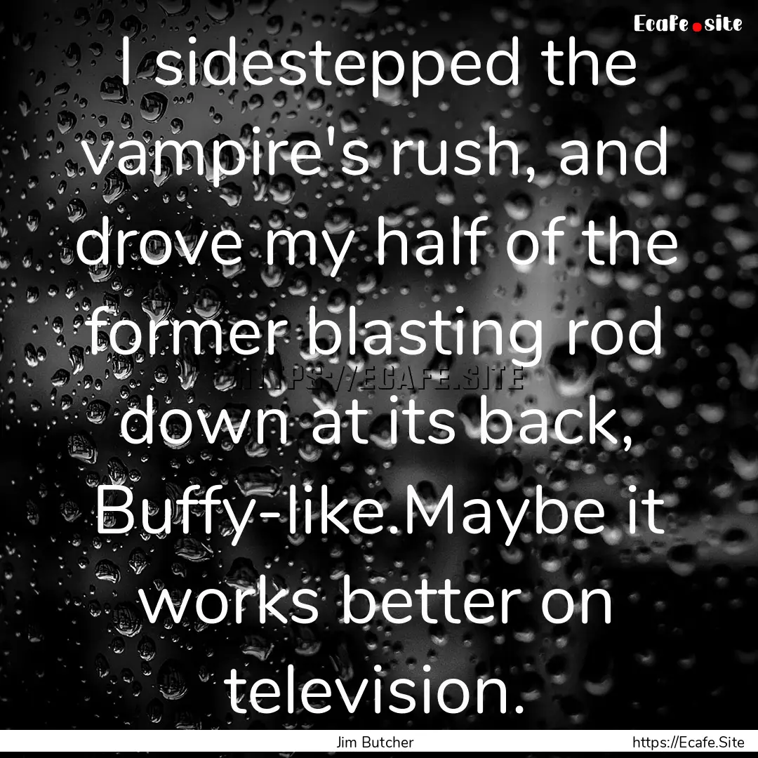 I sidestepped the vampire's rush, and drove.... : Quote by Jim Butcher