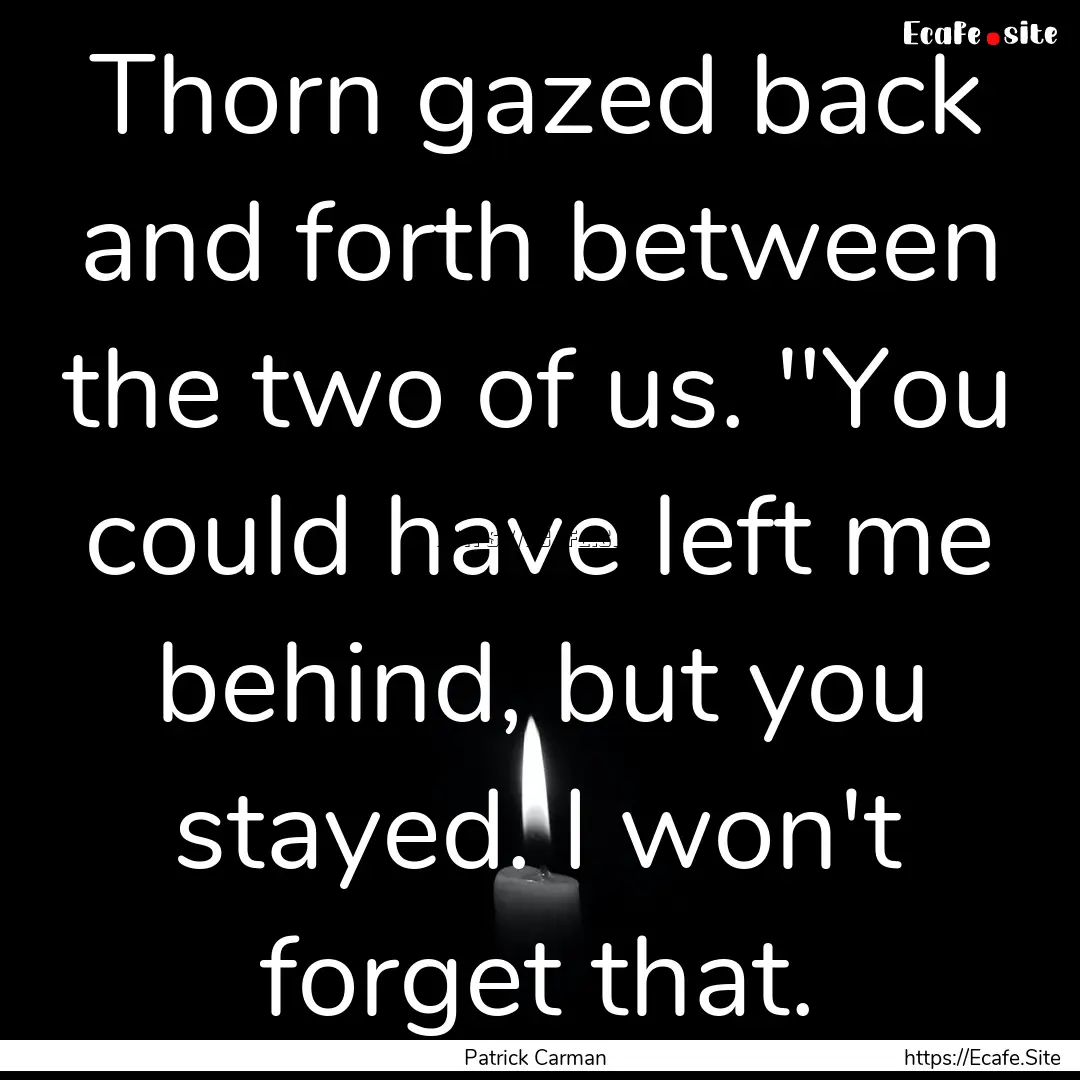 Thorn gazed back and forth between the two.... : Quote by Patrick Carman