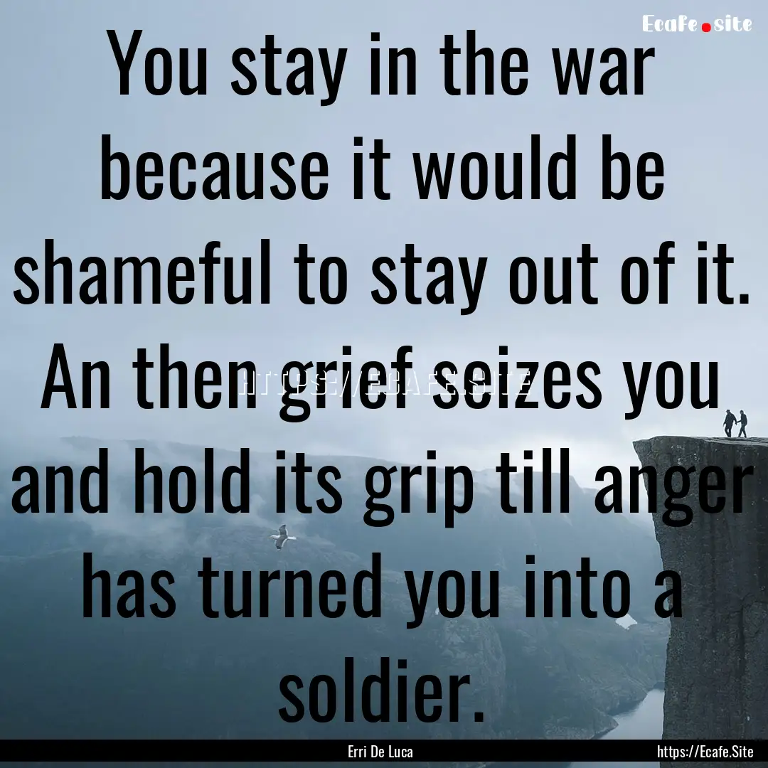 You stay in the war because it would be shameful.... : Quote by Erri De Luca