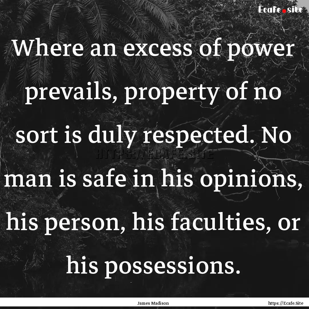 Where an excess of power prevails, property.... : Quote by James Madison