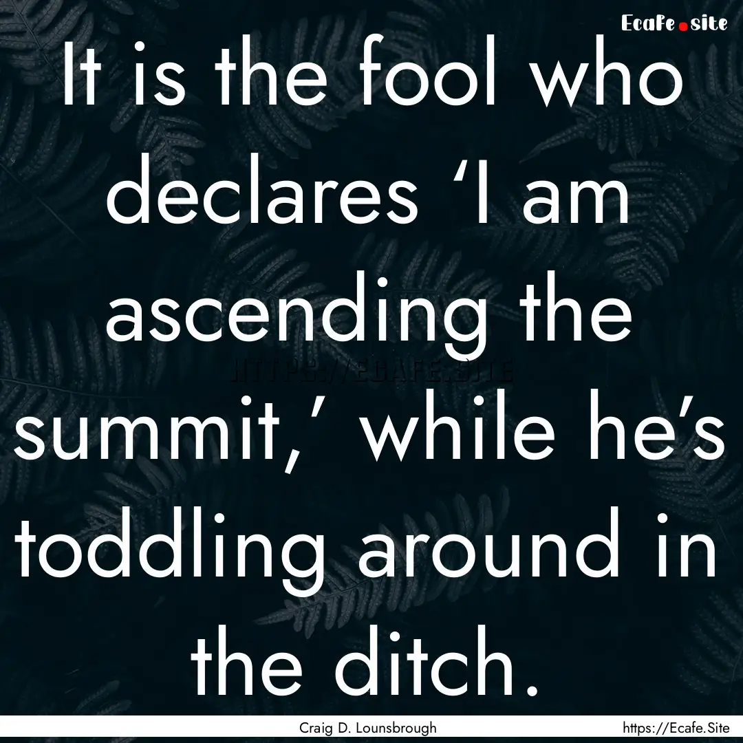 It is the fool who declares ‘I am ascending.... : Quote by Craig D. Lounsbrough