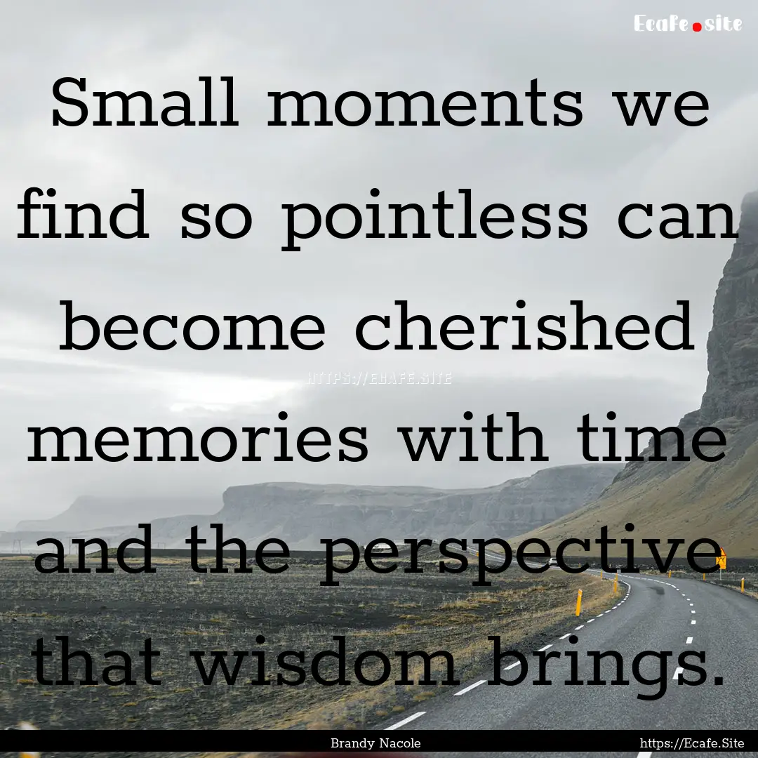 Small moments we find so pointless can become.... : Quote by Brandy Nacole