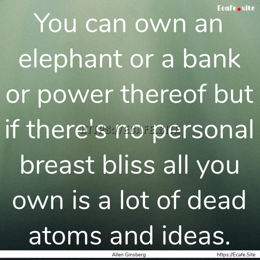 You can own an elephant or a bank or power.... : Quote by Allen Ginsberg