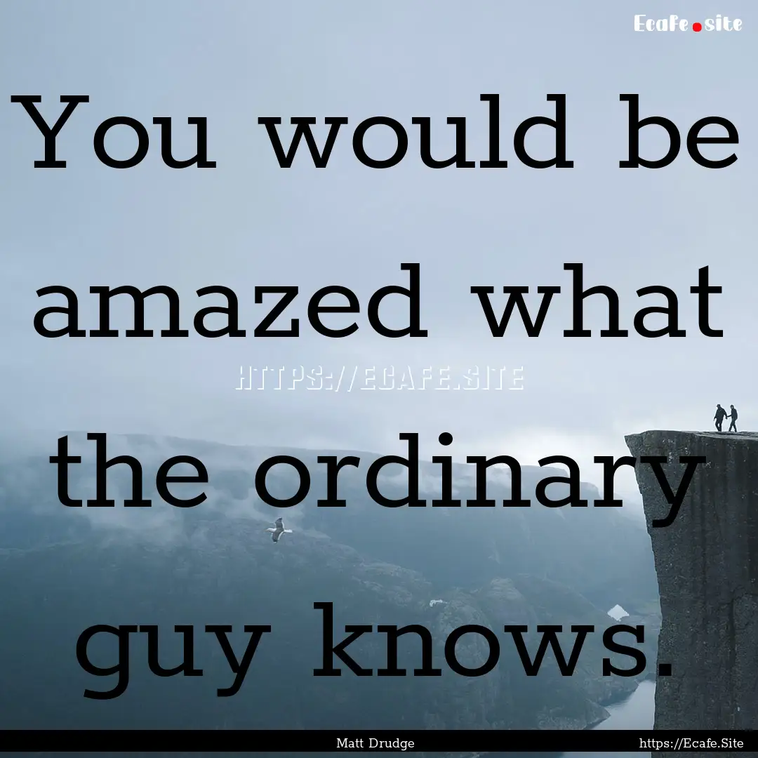 You would be amazed what the ordinary guy.... : Quote by Matt Drudge