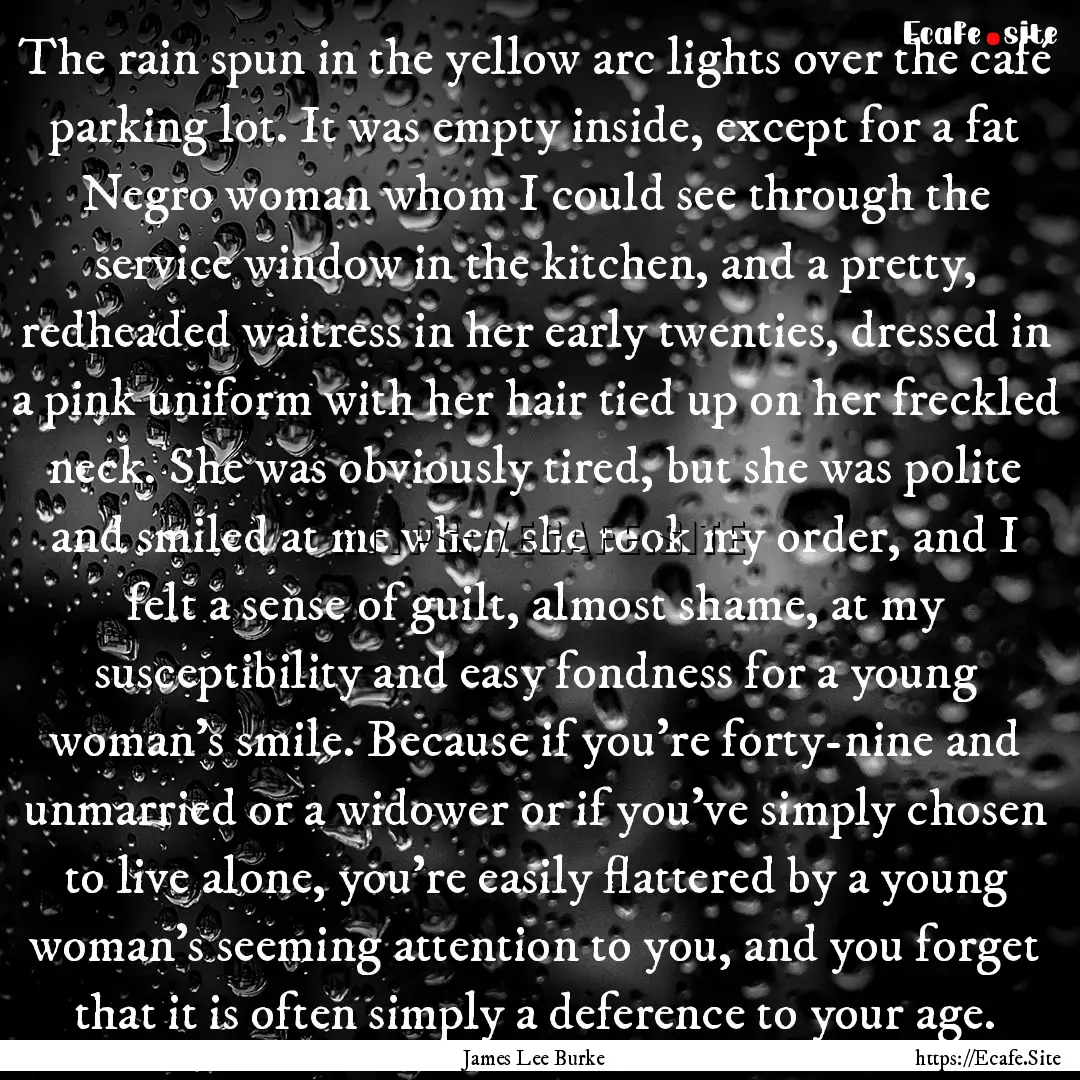 The rain spun in the yellow arc lights over.... : Quote by James Lee Burke