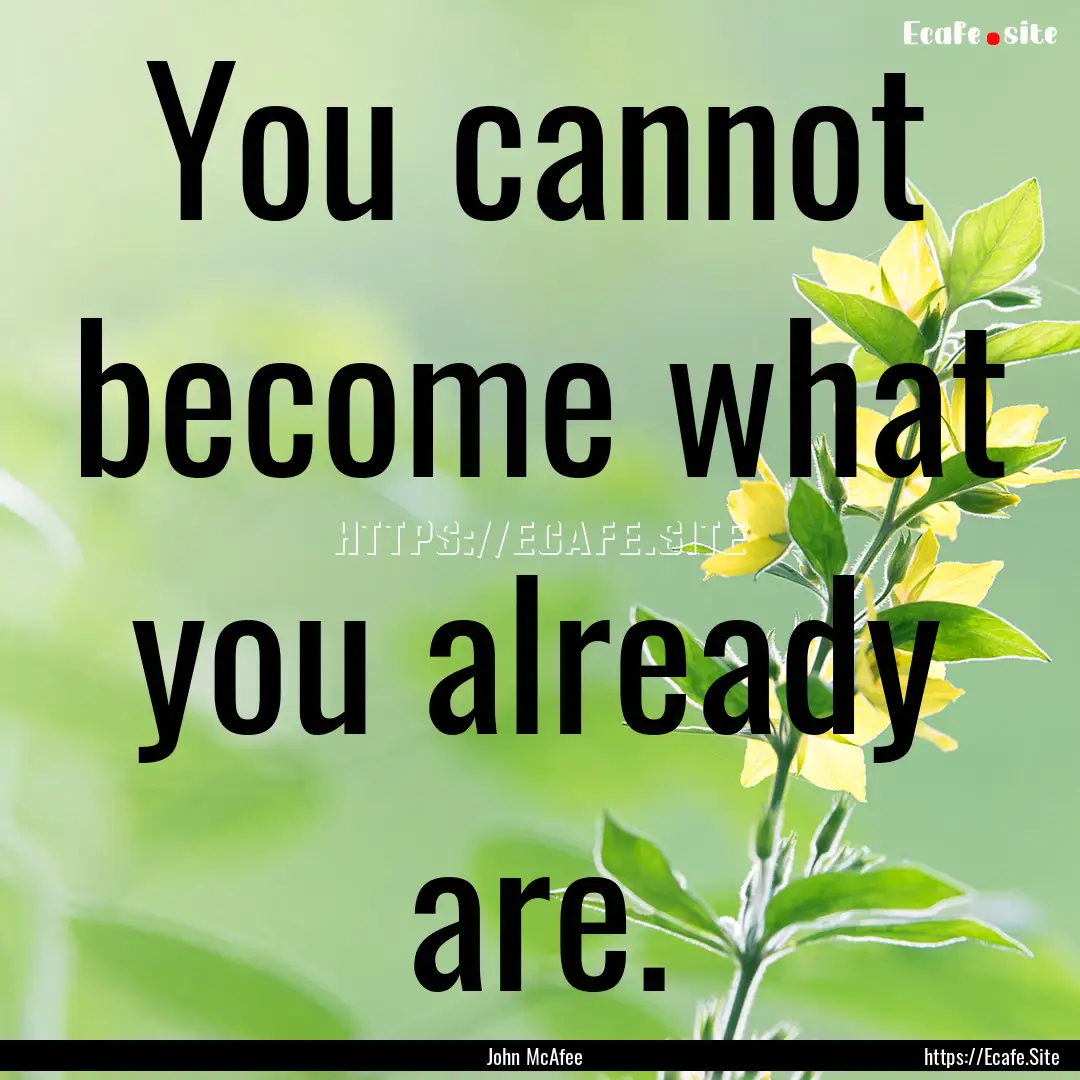 You cannot become what you already are. : Quote by John McAfee