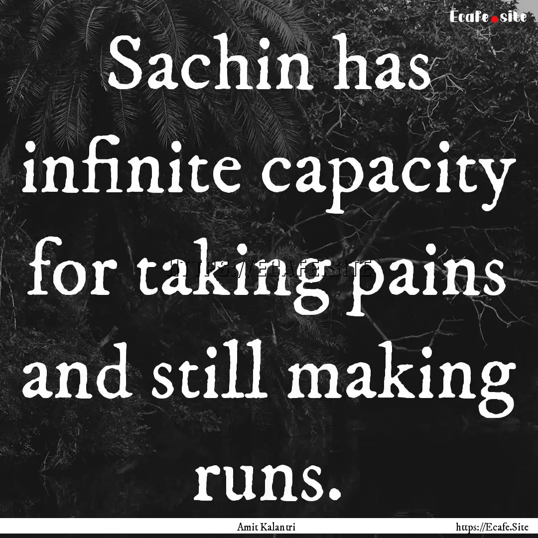 Sachin has infinite capacity for taking pains.... : Quote by Amit Kalantri