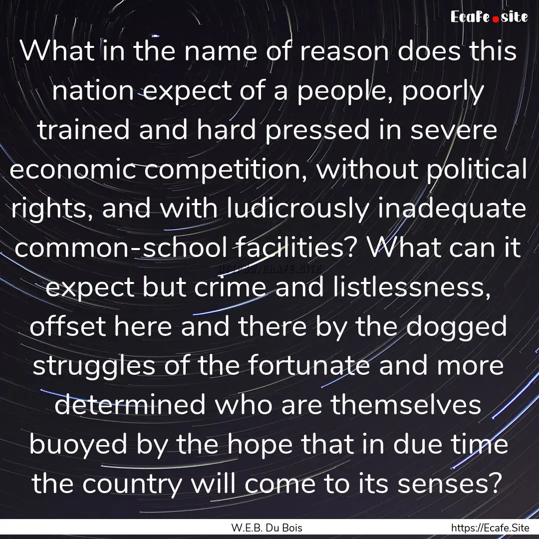 What in the name of reason does this nation.... : Quote by W.E.B. Du Bois