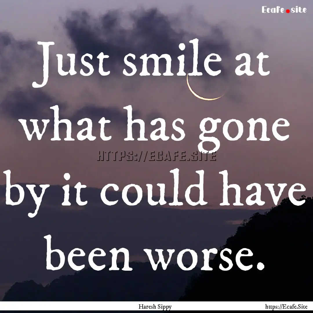 Just smile at what has gone by it could have.... : Quote by Haresh Sippy