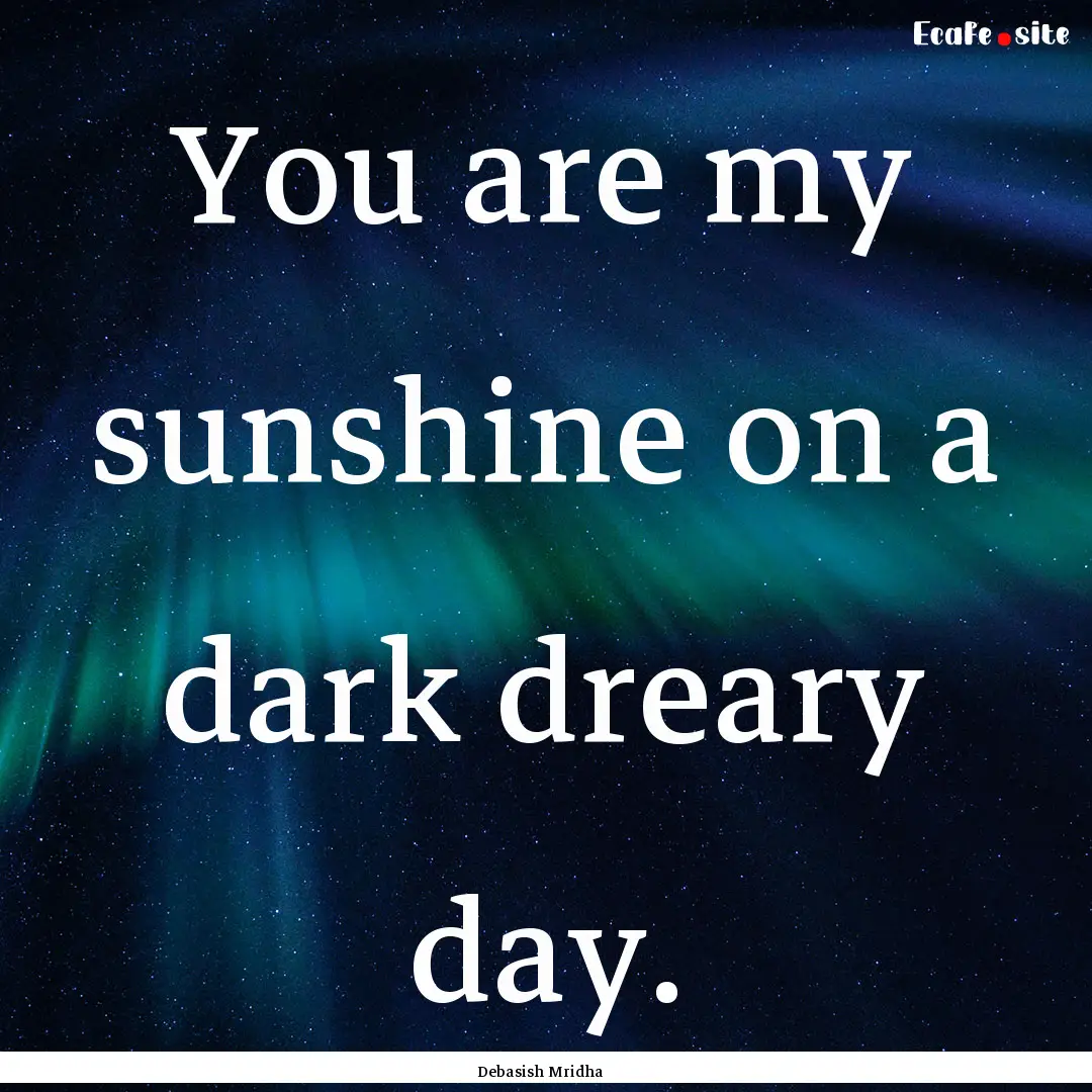 You are my sunshine on a dark dreary day..... : Quote by Debasish Mridha