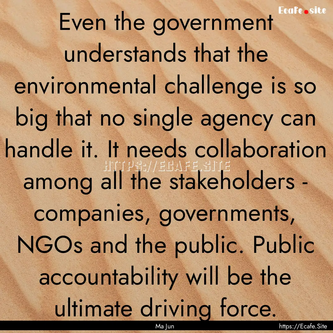 Even the government understands that the.... : Quote by Ma Jun