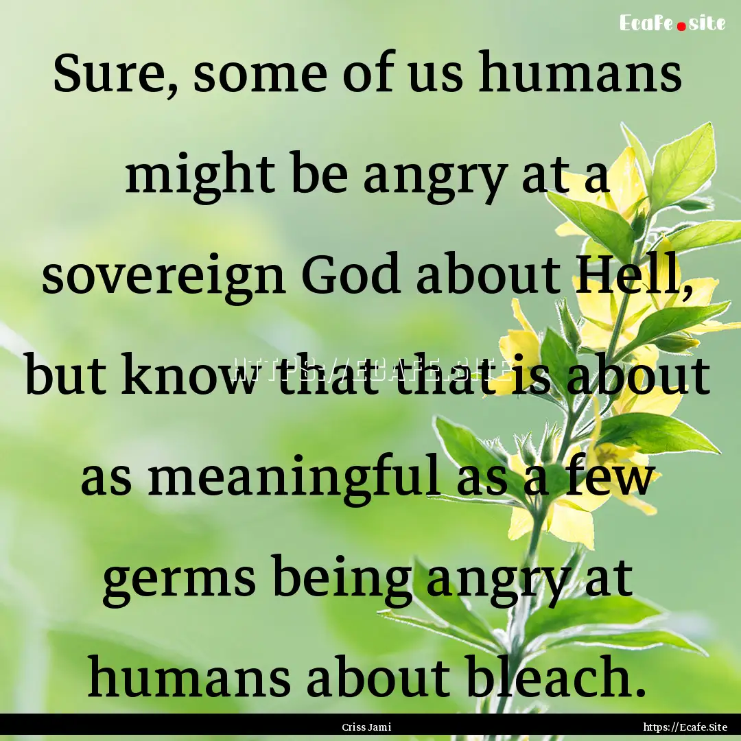 Sure, some of us humans might be angry at.... : Quote by Criss Jami