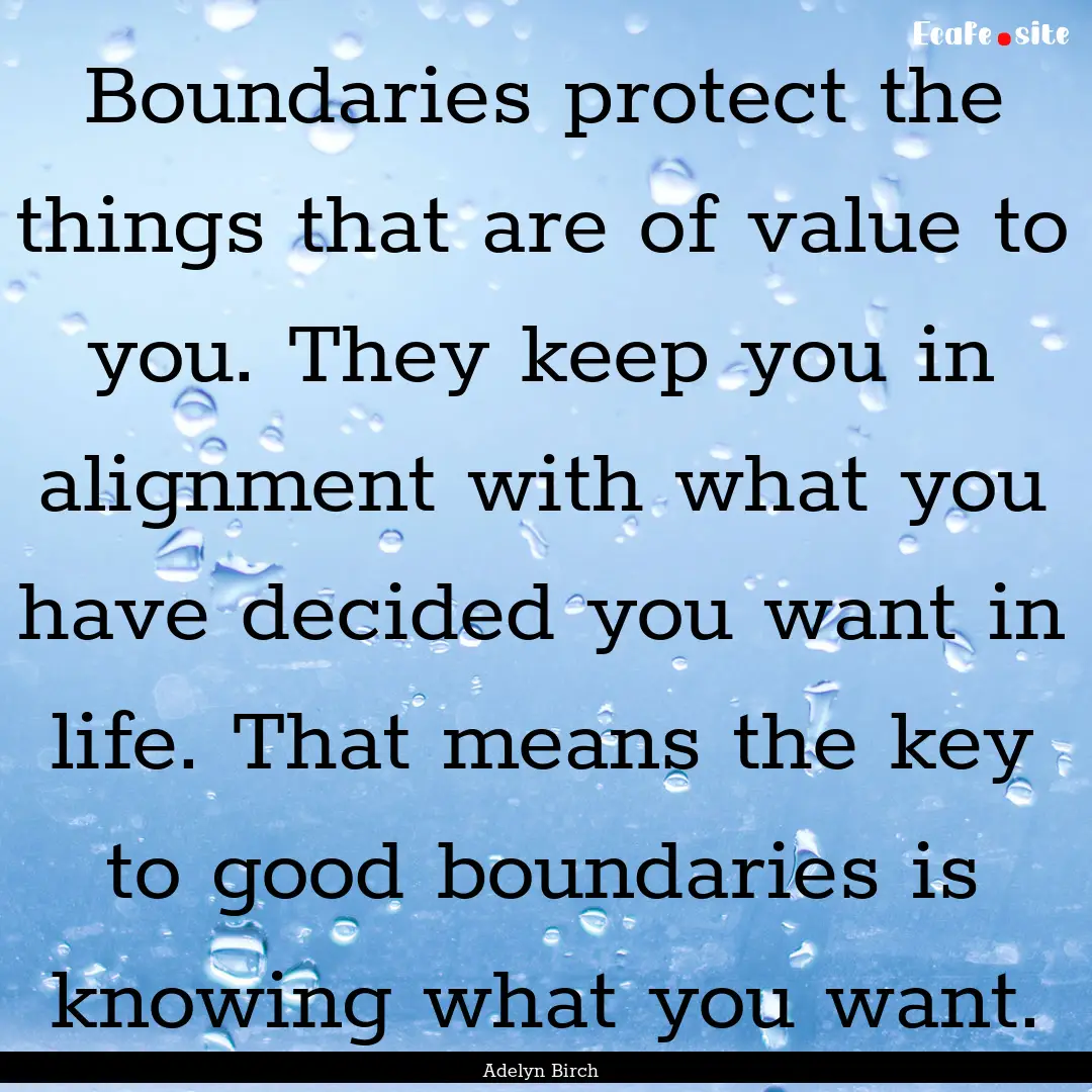 Boundaries protect the things that are of.... : Quote by Adelyn Birch