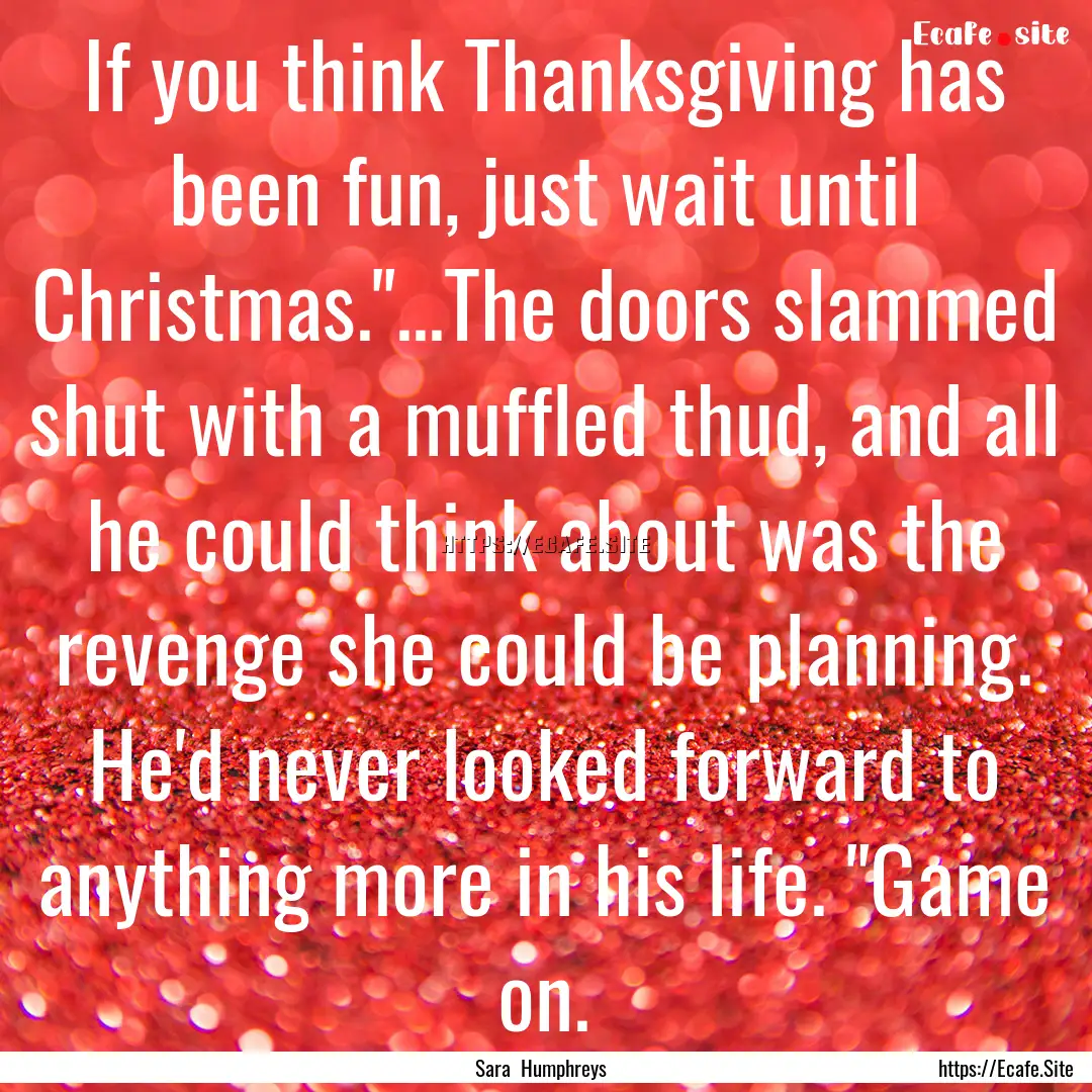 If you think Thanksgiving has been fun, just.... : Quote by Sara Humphreys