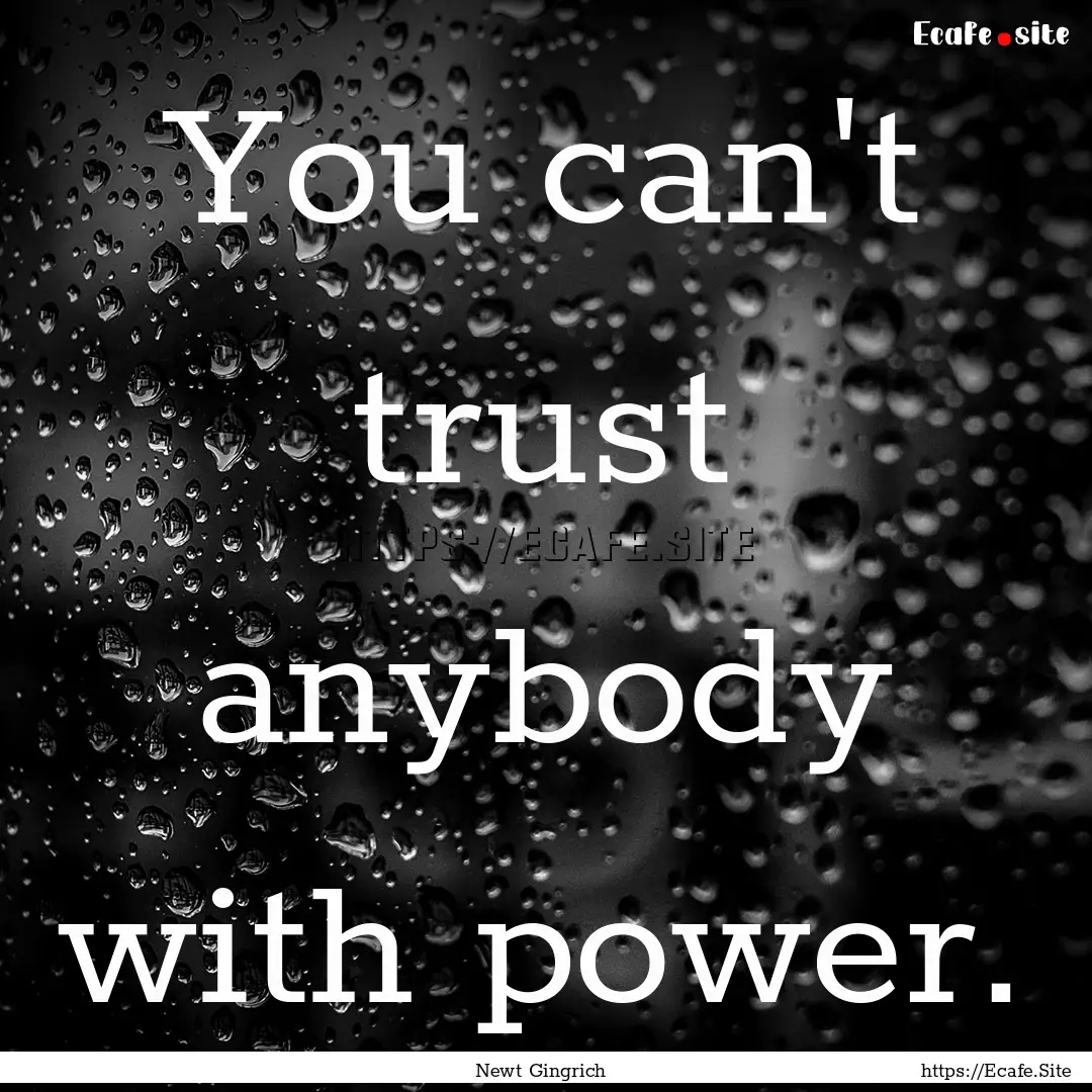 You can't trust anybody with power. : Quote by Newt Gingrich