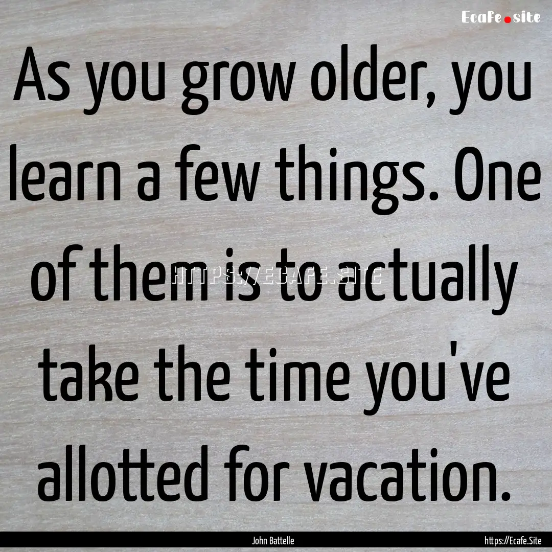 As you grow older, you learn a few things..... : Quote by John Battelle