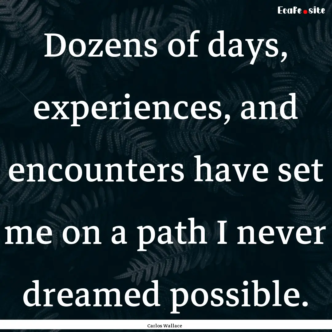 Dozens of days, experiences, and encounters.... : Quote by Carlos Wallace