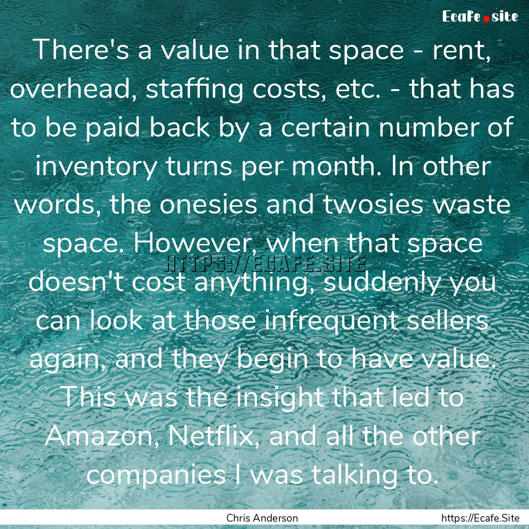 There's a value in that space - rent, overhead,.... : Quote by Chris Anderson