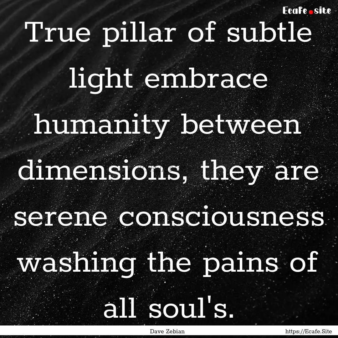 True pillar of subtle light embrace humanity.... : Quote by Dave Zebian