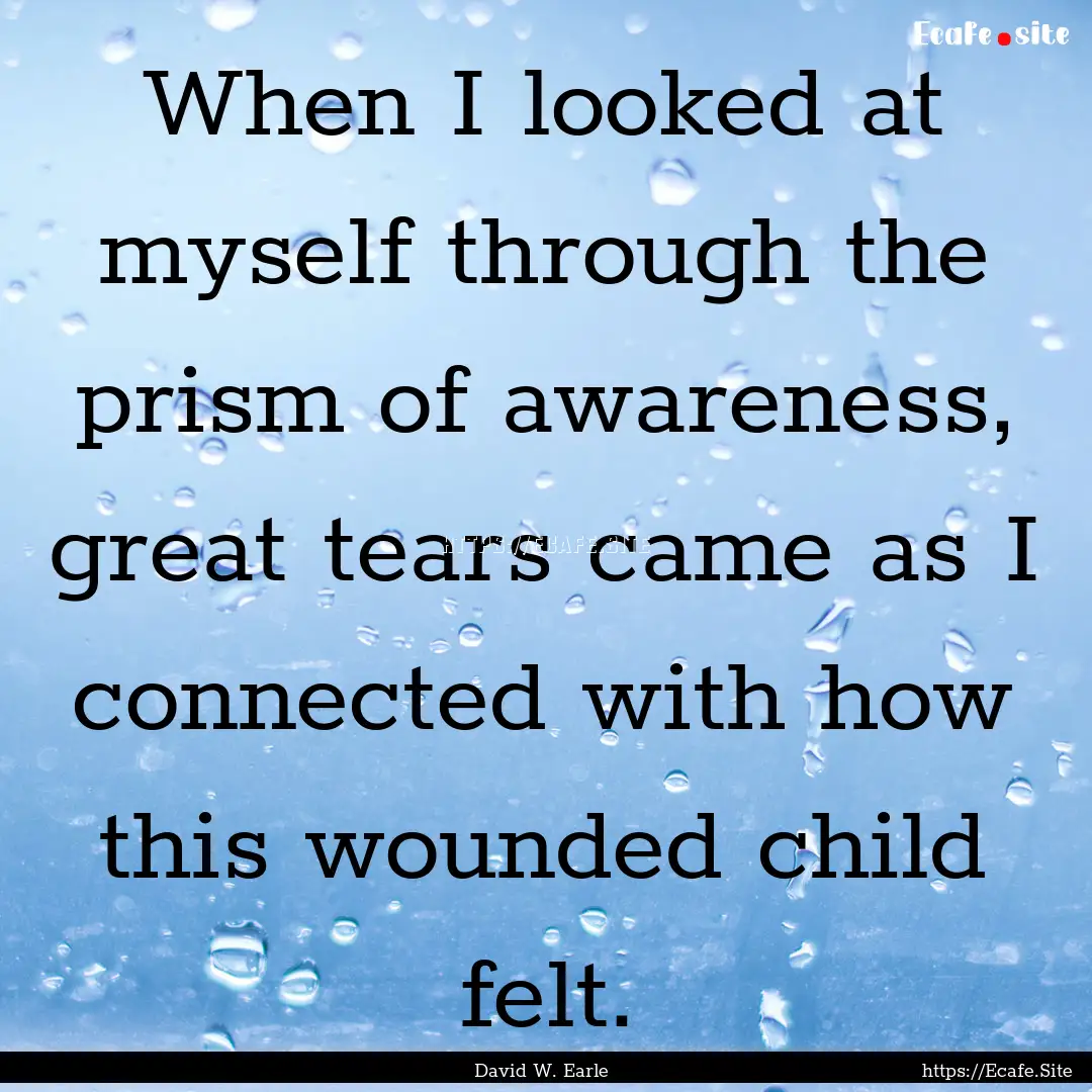 When I looked at myself through the prism.... : Quote by David W. Earle