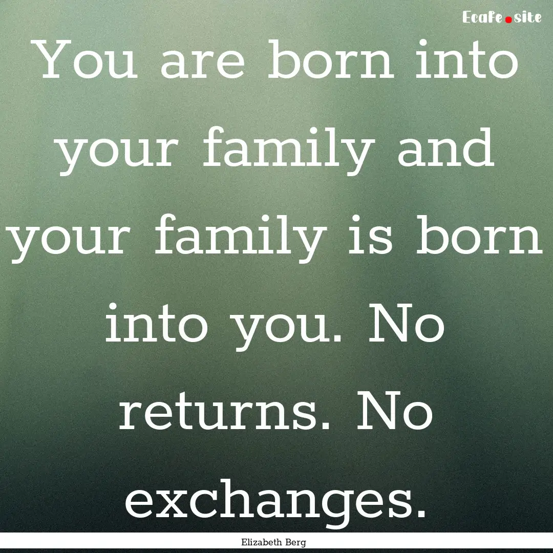 You are born into your family and your family.... : Quote by Elizabeth Berg