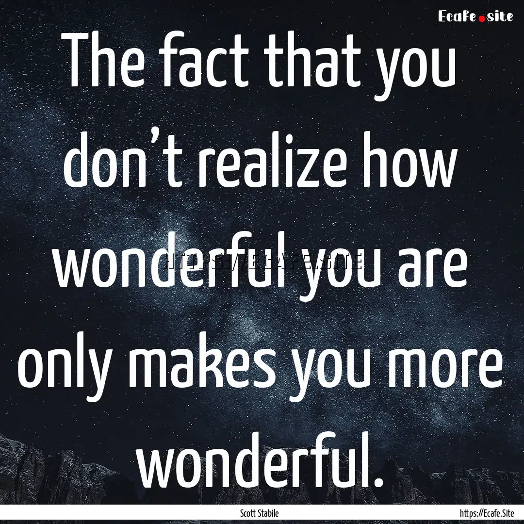 The fact that you don’t realize how wonderful.... : Quote by Scott Stabile