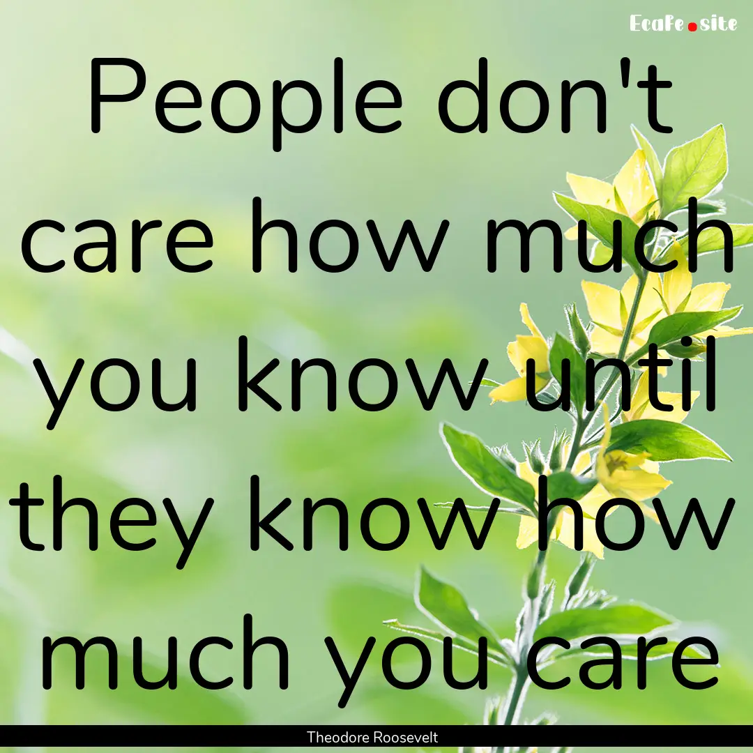 People don't care how much you know until.... : Quote by Theodore Roosevelt