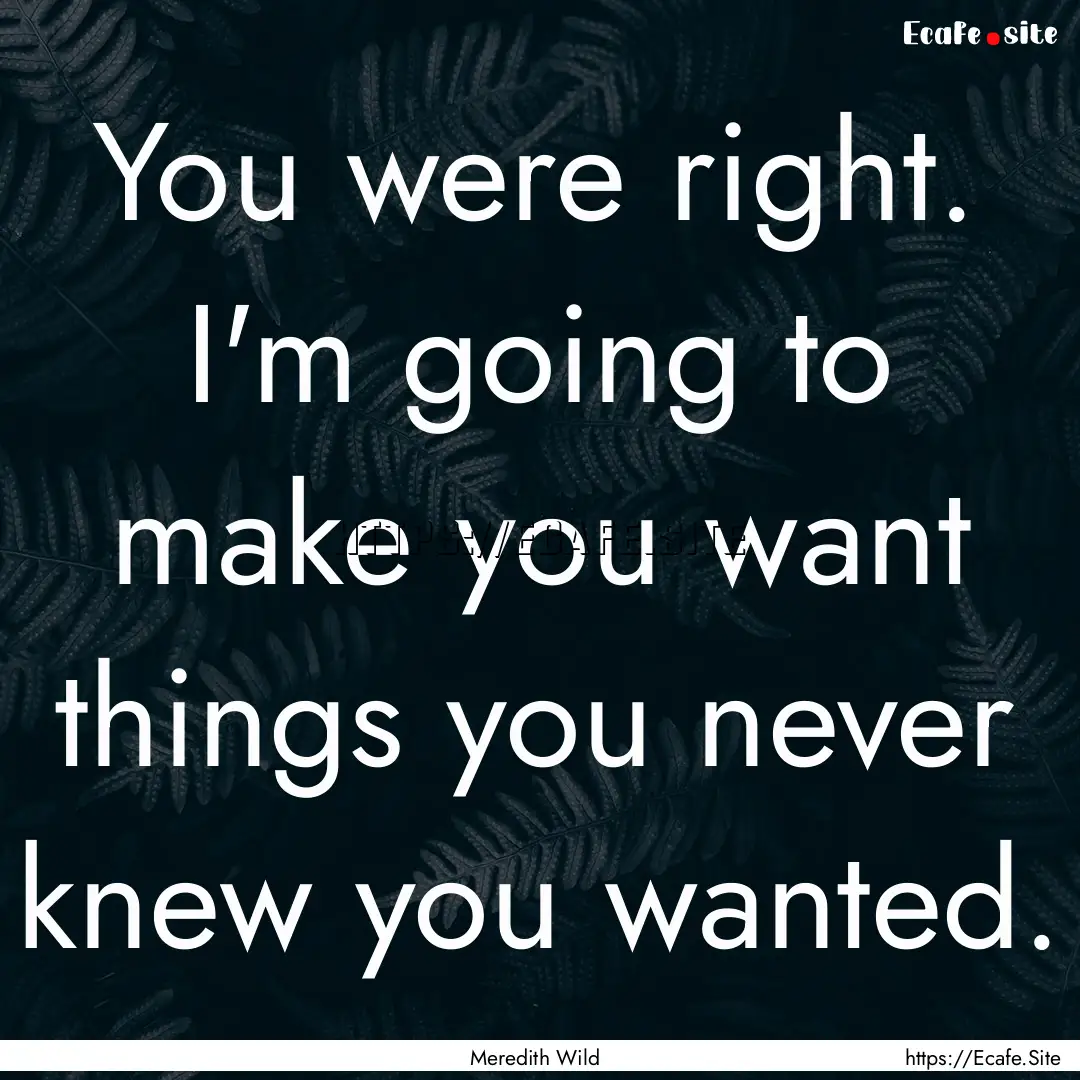 You were right. I'm going to make you want.... : Quote by Meredith Wild