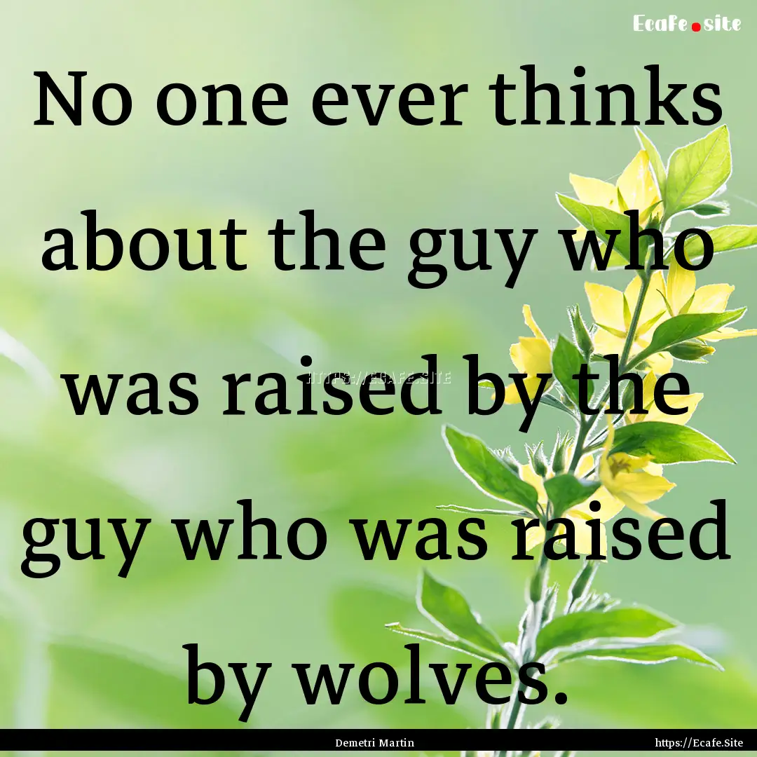 No one ever thinks about the guy who was.... : Quote by Demetri Martin