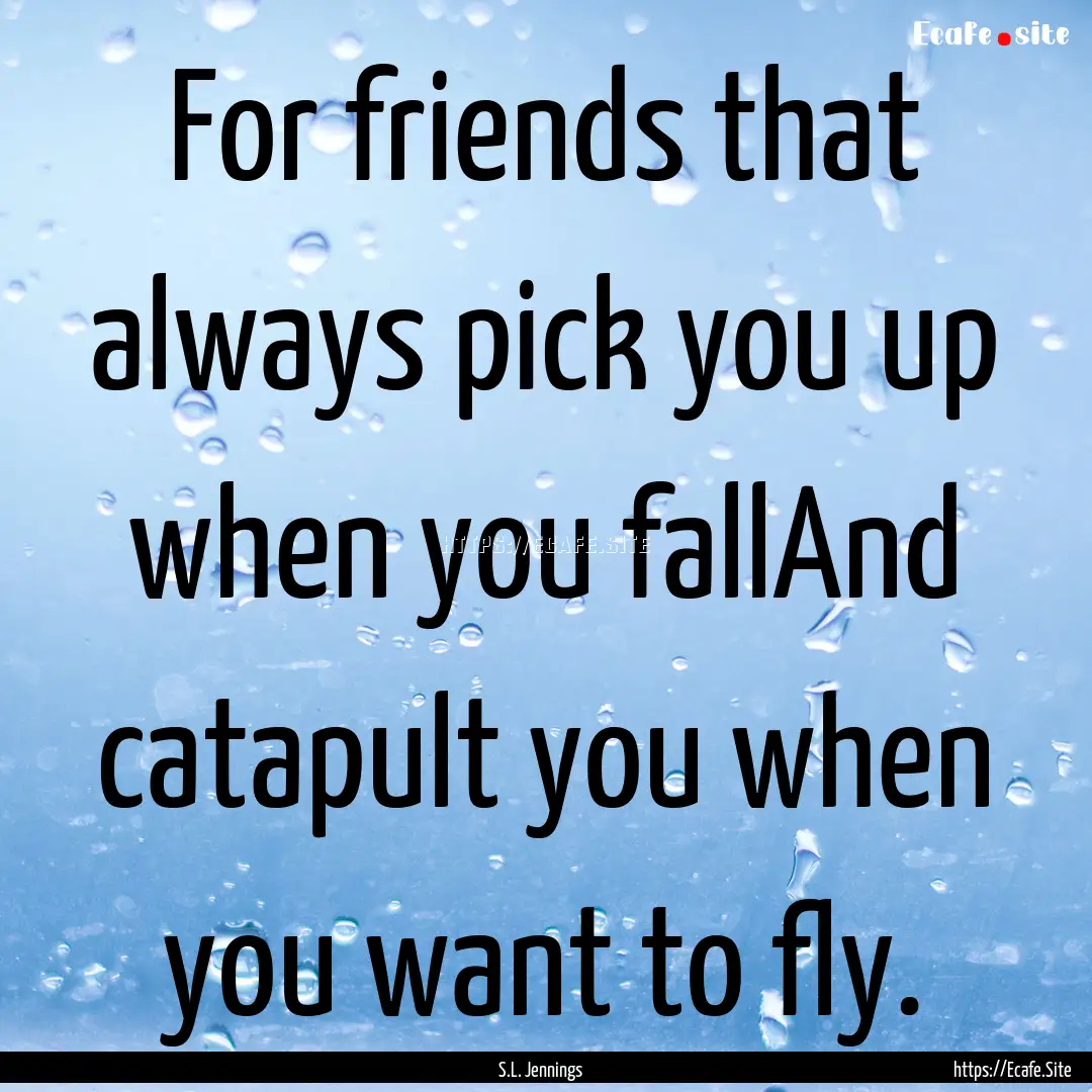 For friends that always pick you up when.... : Quote by S.L. Jennings