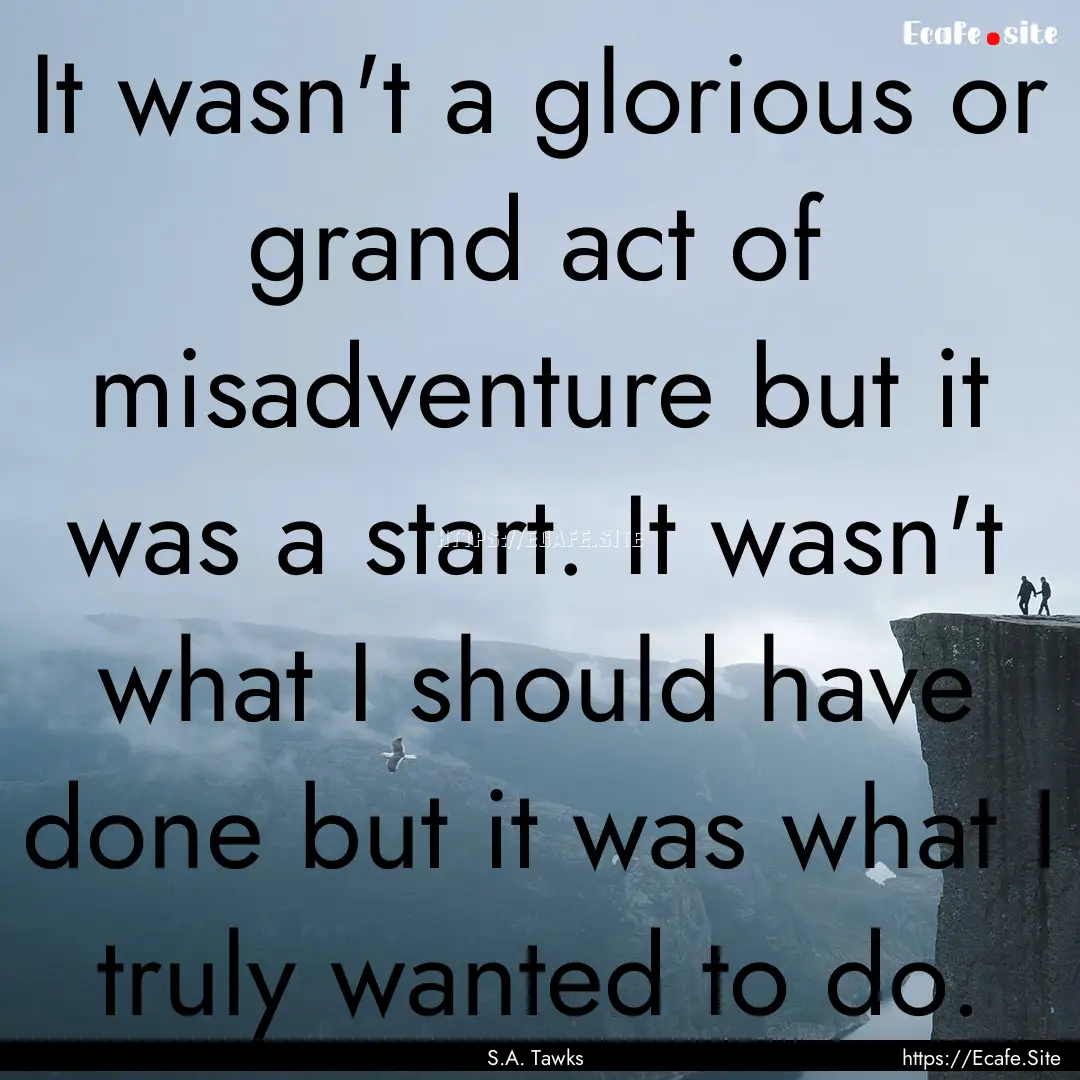 It wasn't a glorious or grand act of misadventure.... : Quote by S.A. Tawks