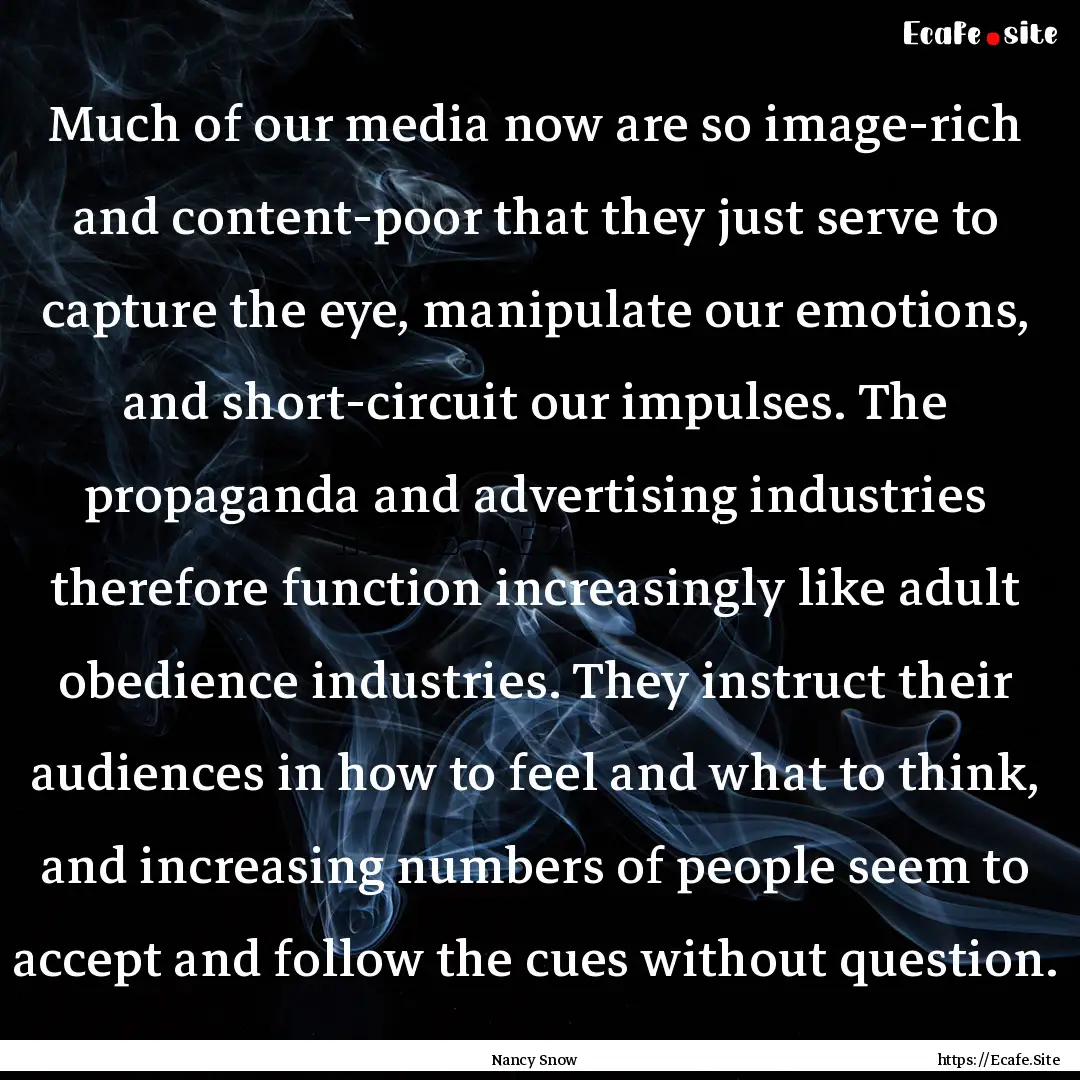 Much of our media now are so image-rich and.... : Quote by Nancy Snow