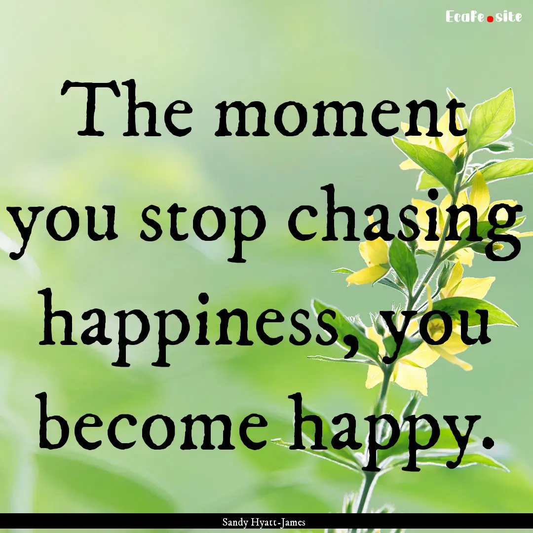 The moment you stop chasing happiness, you.... : Quote by Sandy Hyatt-James