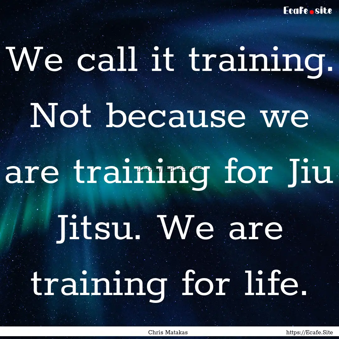 We call it training. Not because we are training.... : Quote by Chris Matakas