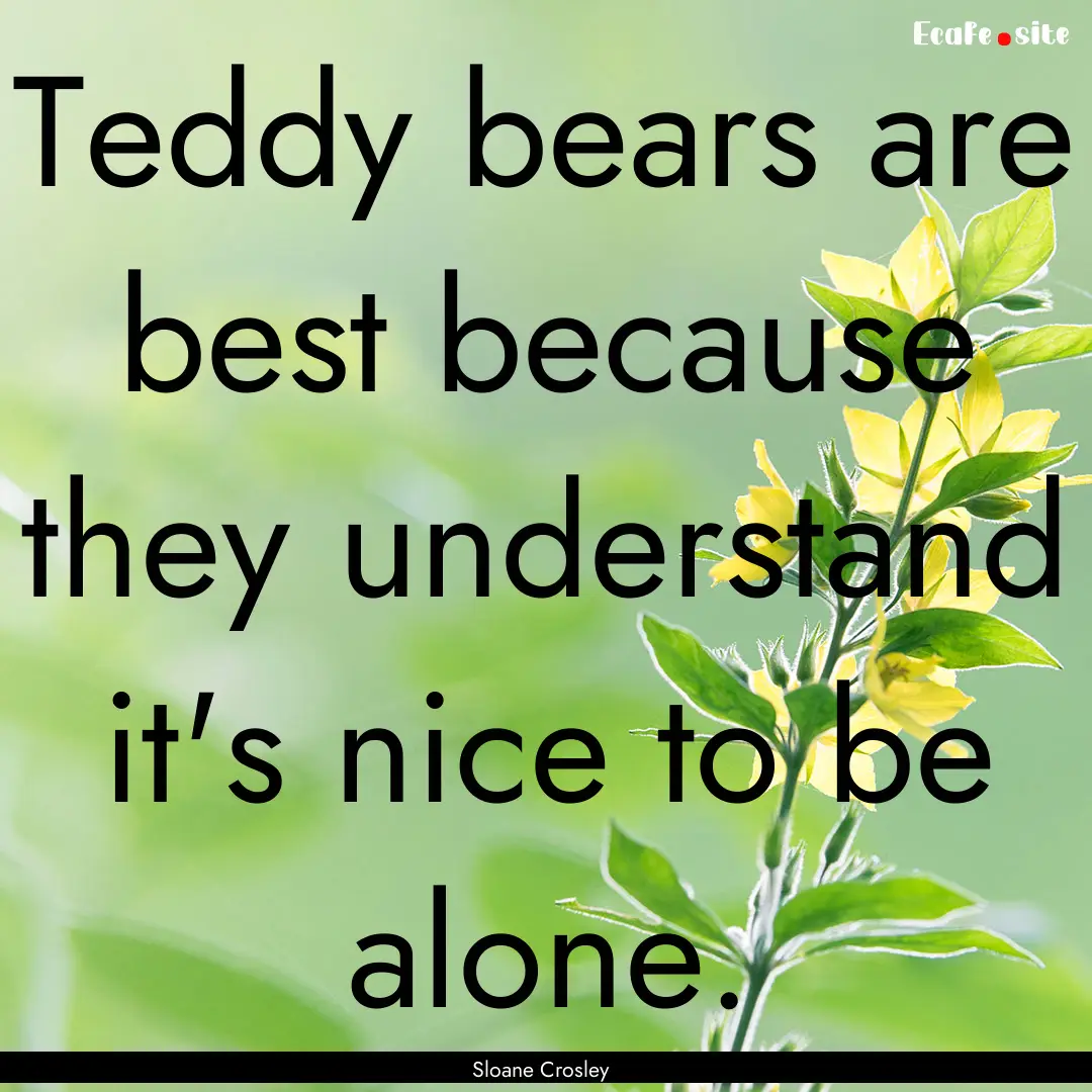 Teddy bears are best because they understand.... : Quote by Sloane Crosley