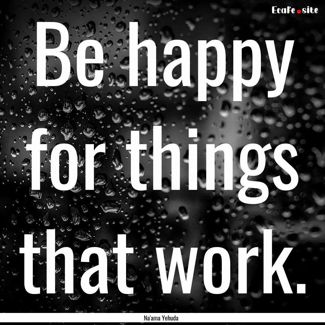 Be happy for things that work. : Quote by Na'ama Yehuda