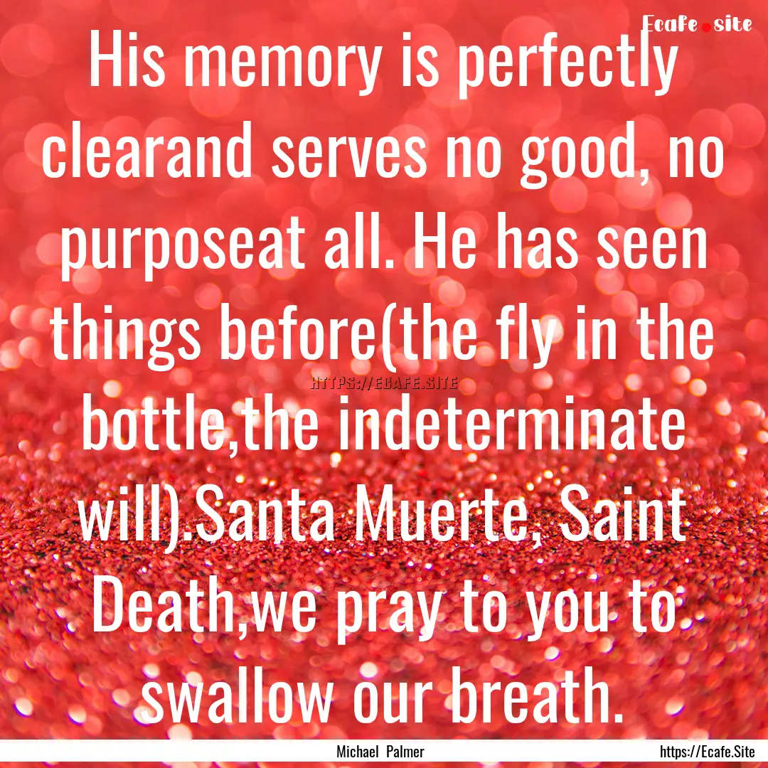 His memory is perfectly clearand serves no.... : Quote by Michael Palmer