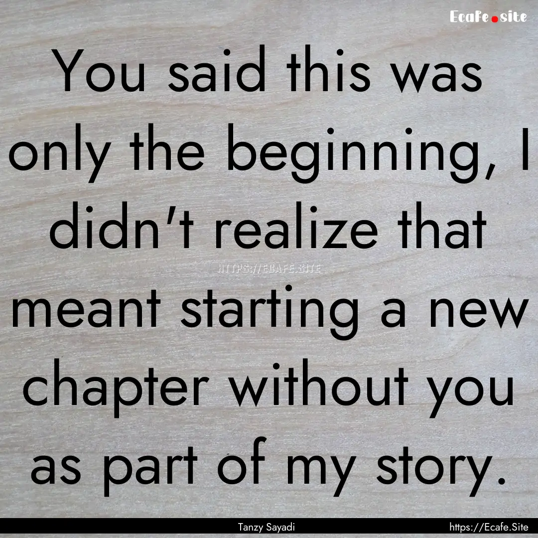 You said this was only the beginning, I didn't.... : Quote by Tanzy Sayadi