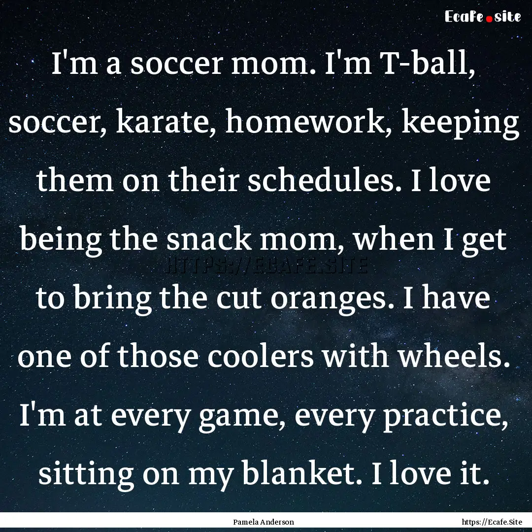 I'm a soccer mom. I'm T-ball, soccer, karate,.... : Quote by Pamela Anderson