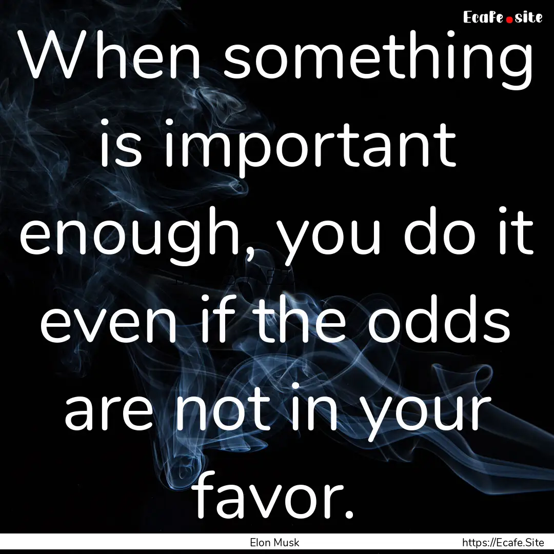 When something is important enough, you do.... : Quote by Elon Musk