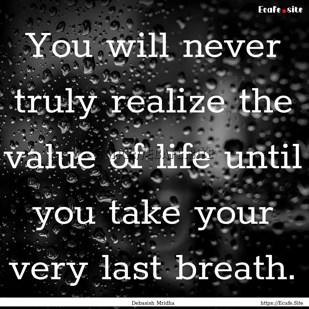 You will never truly realize the value of.... : Quote by Debasish Mridha