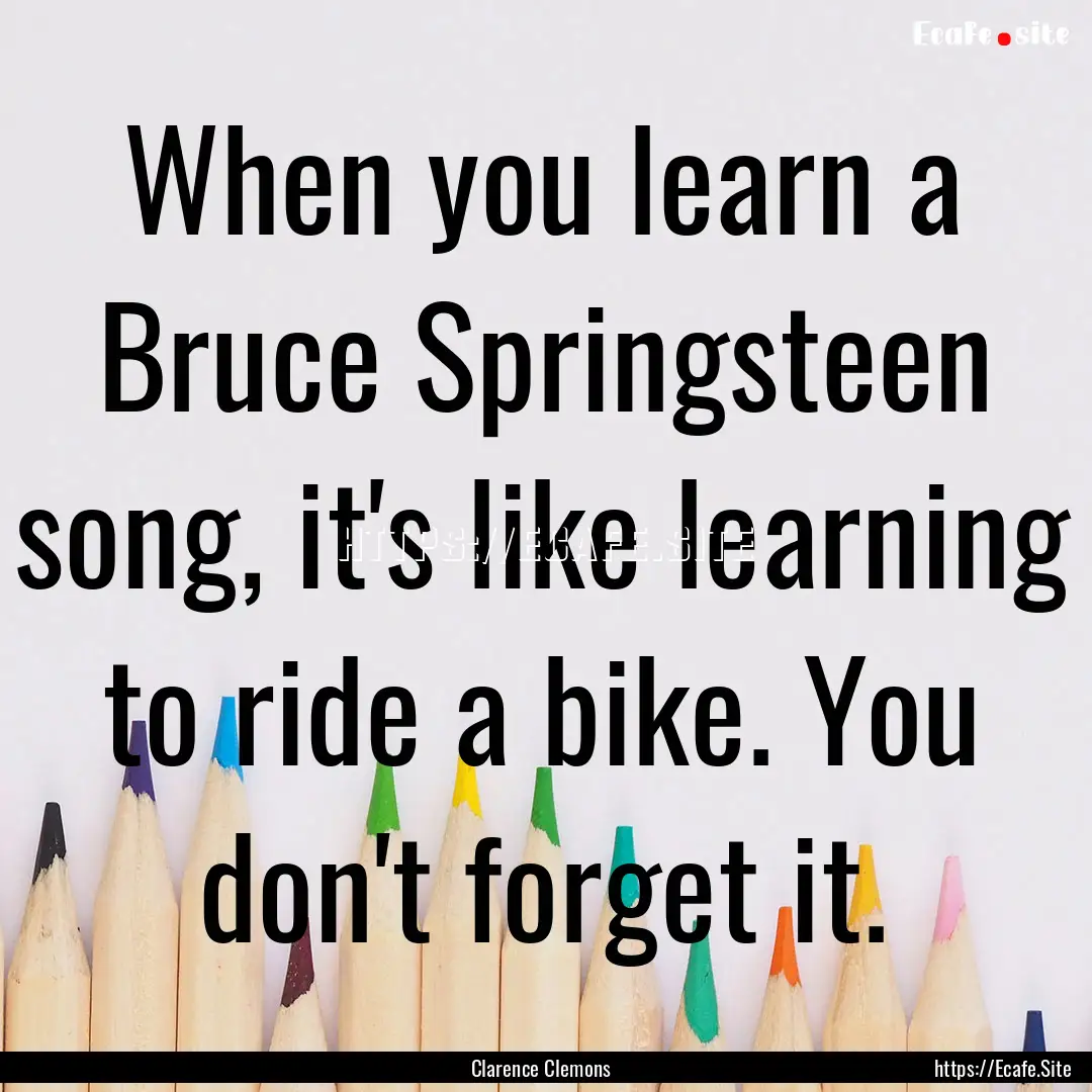 When you learn a Bruce Springsteen song,.... : Quote by Clarence Clemons