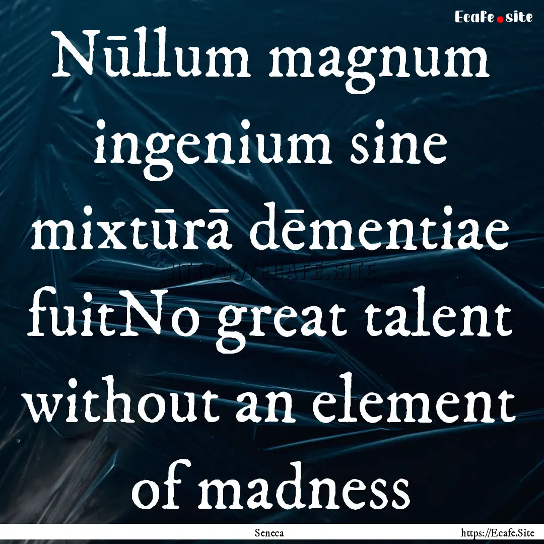 Nūllum magnum ingenium sine mixtūrā dēmentiae.... : Quote by Seneca